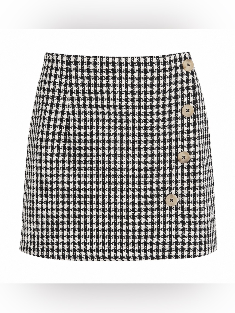Maeve houndstooth side button mini skirt, size 0